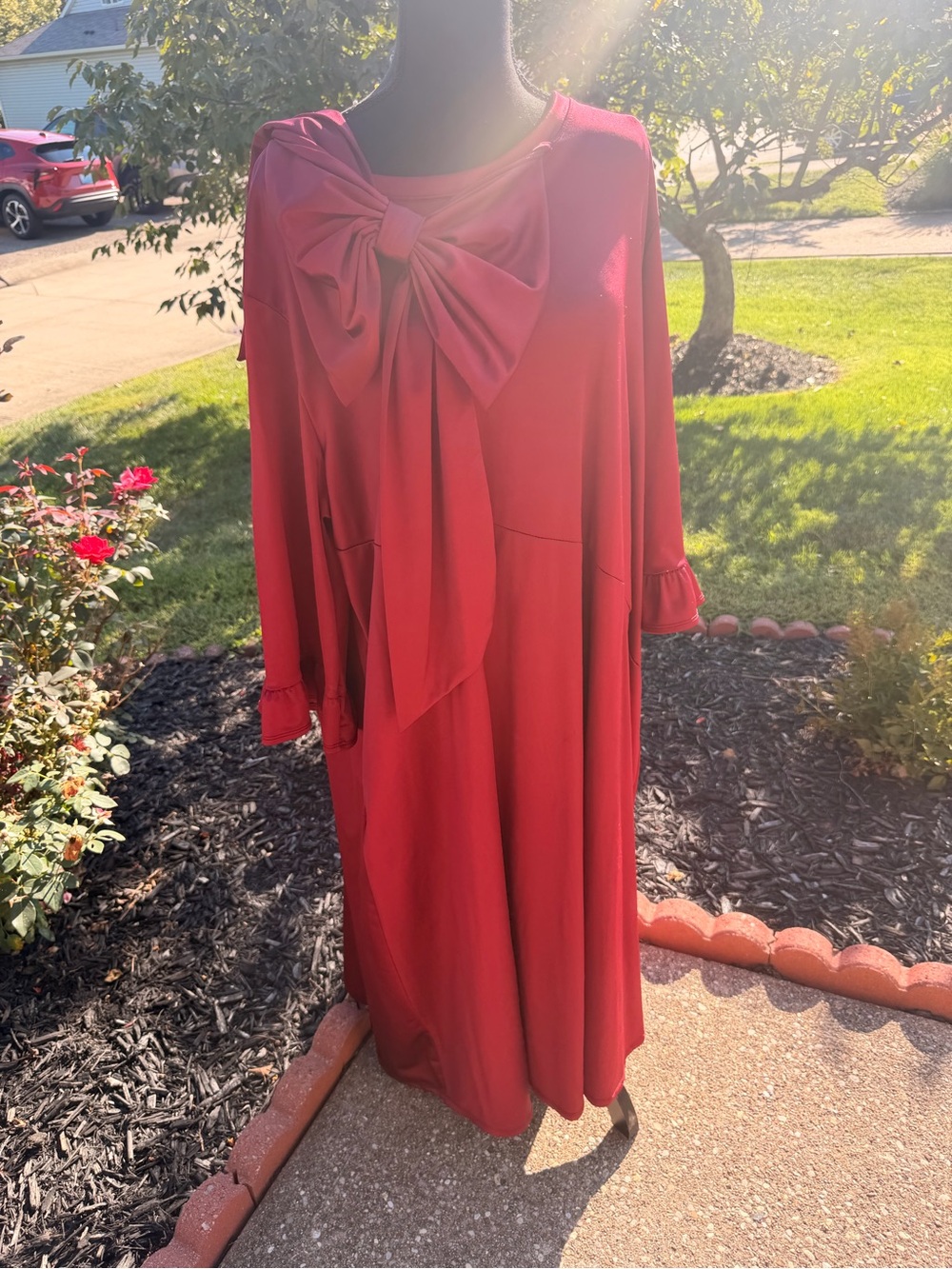 Closet Women's Red Maxi Dress with Statement Bow